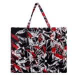 Red abstract flowers Zipper Large Tote Bag