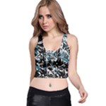 Blue abstract flowers Racer Back Crop Top