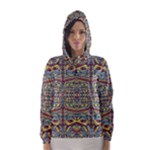 Multicolor Abstract Hooded Wind Breaker (Women)