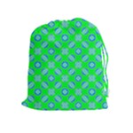 Mod Blue Circles On Bright Green Drawstring Pouches (Extra Large)