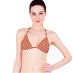 Mod Yellow Circles On Orange Bikini Top