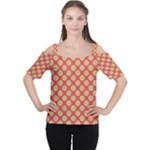 Mod Yellow Circles On Orange Women s Cutout Shoulder Tee