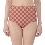 Mod Yellow Circles On Orange High-Waist Bikini Bottoms