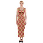 Mod Yellow Circles On Orange Fitted Maxi Dress