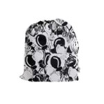 Black and white garden Drawstring Pouches (Large) 