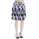 Blue abstract floral design Pleated Skirt