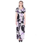 Purple abstract garden Short Sleeve Maxi Dress