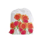 Orange flowers  Drawstring Pouches (Large) 