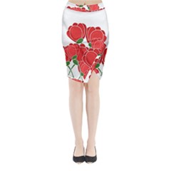Red floral design Midi Wrap Pencil Skirt from ArtsNow.com
