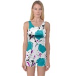 Cyan roses One Piece Boyleg Swimsuit