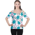 Cyan roses Women s Cutout Shoulder Tee