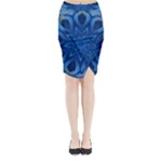 Blue Blossom Mandala Midi Wrap Pencil Skirt
