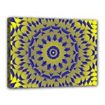 Yellow Blue Gold Mandala Canvas 16  x 12 