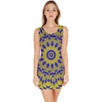 Yellow Blue Gold Mandala Sleeveless Bodycon Dress