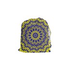 Yellow Blue Gold Mandala Drawstring Pouches (Small) 