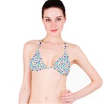 Blue Colorful Cats Silhouettes Pattern Bikini Top