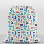 Blue Colorful Cats Silhouettes Pattern Drawstring Bag (Small)
