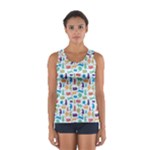 Blue Colorful Cats Silhouettes Pattern Women s Sport Tank Top 