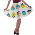 Face People Man Girl Male Female Young Old Kit A-line Skater Skirt