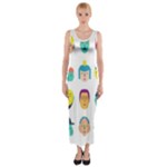 Face People Man Girl Male Female Young Old Kit Fitted Maxi Dress