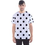 Polka Dots - Black on Pastel Blue Men s Sport Mesh Tee