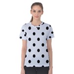 Polka Dots - Black on Pastel Blue Women s Cotton Tee