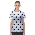 Polka Dots - Black on Pastel Blue Women s Sport Mesh Tee