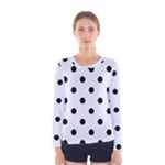 Polka Dots - Black on Pastel Blue Women s Long Sleeve T-shirt