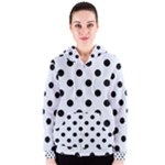 Polka Dots - Black on Pastel Blue Women s Zipper Hoodie