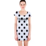 Polka Dots - Black on Pastel Blue Short Sleeve Bodycon Dress