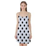 Polka Dots - Black on Pastel Blue Satin Night Slip