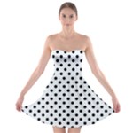 Polka Dots - Black on Pastel Blue Strapless Bra Top Dress