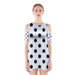 Polka Dots - Black on Pastel Blue Women s Cutout Shoulder Dress