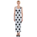 Polka Dots - Black on Pastel Blue Fitted Maxi Dress