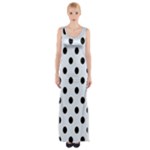 Polka Dots - Black on Pastel Blue Maxi Thigh Split Dress