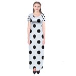 Polka Dots - Black on Pastel Blue Short Sleeve Maxi Dress