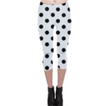 Polka Dots - Black on Pastel Blue Capri Leggings
