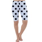 Polka Dots - Black on Pastel Blue Cropped Leggings