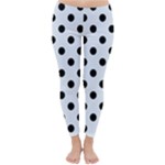 Polka Dots - Black on Pastel Blue Winter Leggings