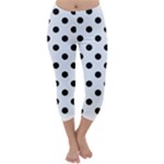 Polka Dots - Black on Pastel Blue Capri Winter Leggings