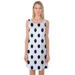 Polka Dots - Black on Pastel Blue Sleeveless Satin Nightdress