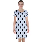 Polka Dots - Black on Pastel Blue Short Sleeve Nightdress