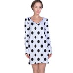 Polka Dots - Black on Pastel Blue Long Sleeve Nightdress