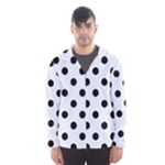 Polka Dots - Black on Pastel Blue Hooded Wind Breaker (Men)