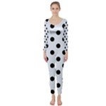 Polka Dots - Black on Pastel Blue Long Sleeve Catsuit