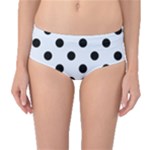 Polka Dots - Black on Pastel Blue Mid-Waist Bikini Bottoms