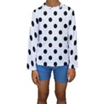 Polka Dots - Black on Pastel Blue Kid s Long Sleeve Swimwear