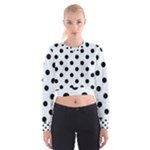 Polka Dots - Black on Pastel Blue Women s Cropped Sweatshirt