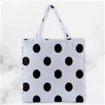 Polka Dots - Black on Pastel Blue Grocery Tote Bag