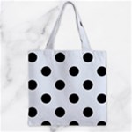 Polka Dots - Black on Pastel Blue Zipper Grocery Tote Bag